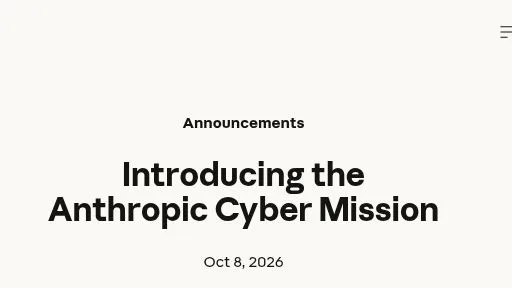 Anthropic Cyber Mission announcement dated October 8