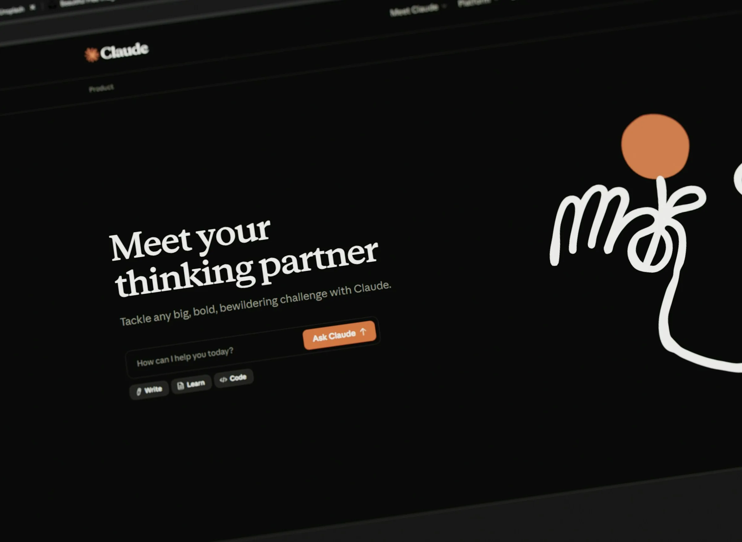 The Claude website displayed on a screen