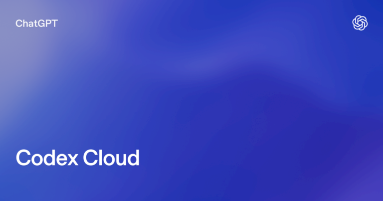 OpenAI documentation artwork for Codex Cloud on a blue background
