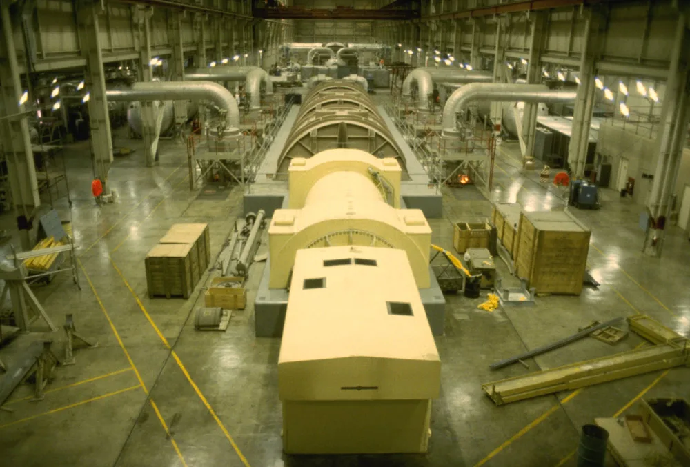 Yellow generator and equipment in the Donald C. Cook nuclear turbine hall