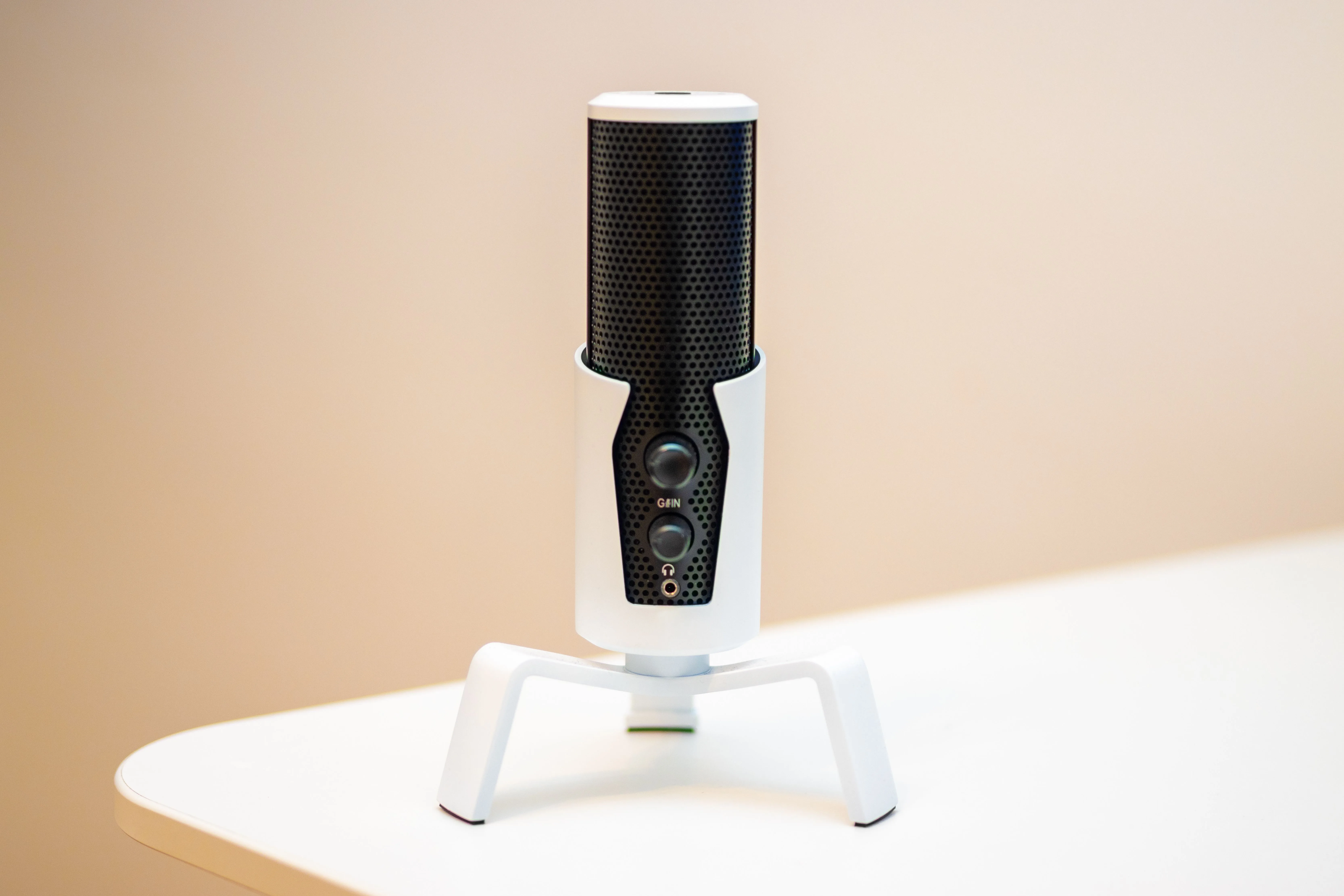 Black and white microphone on a table in an illustrative file photograph
