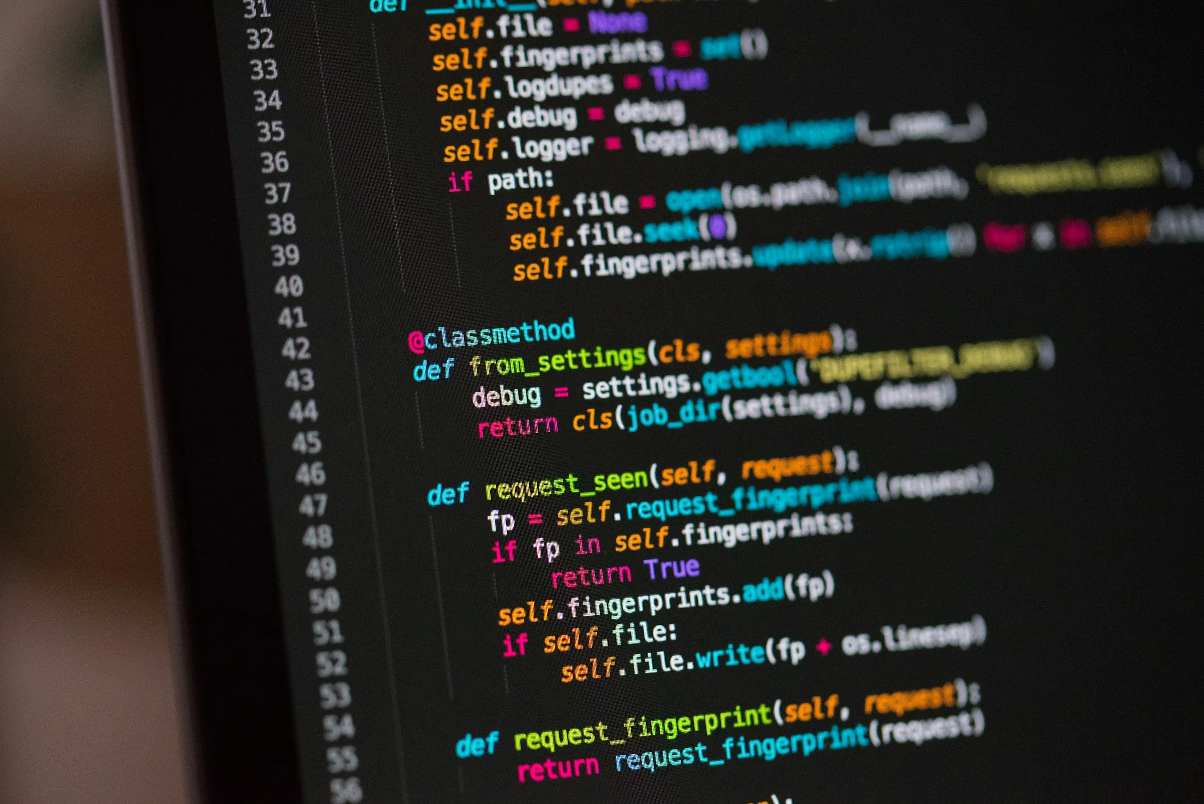 Close up of colorful Python code on a computer screen