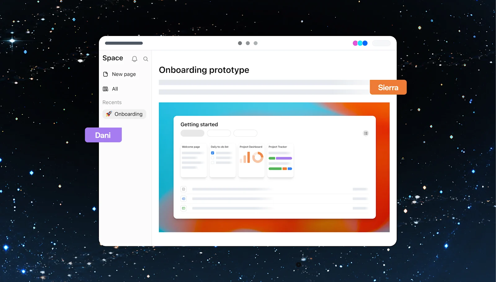 OpenAI illustration showing a shared onboarding prototype page in ChatGPT Space