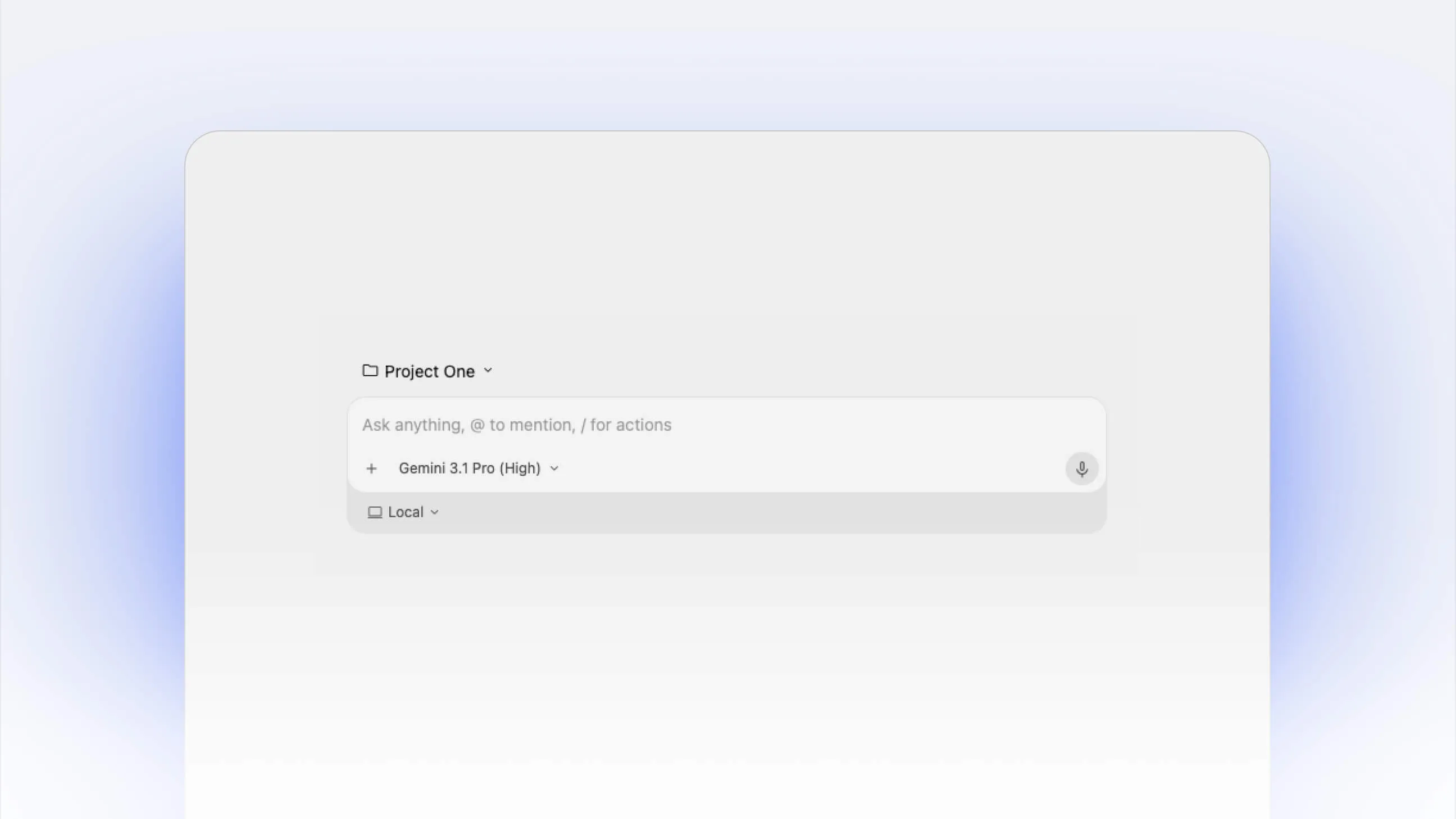 Google Antigravity product interface with a Gemini 3.1 Pro selector