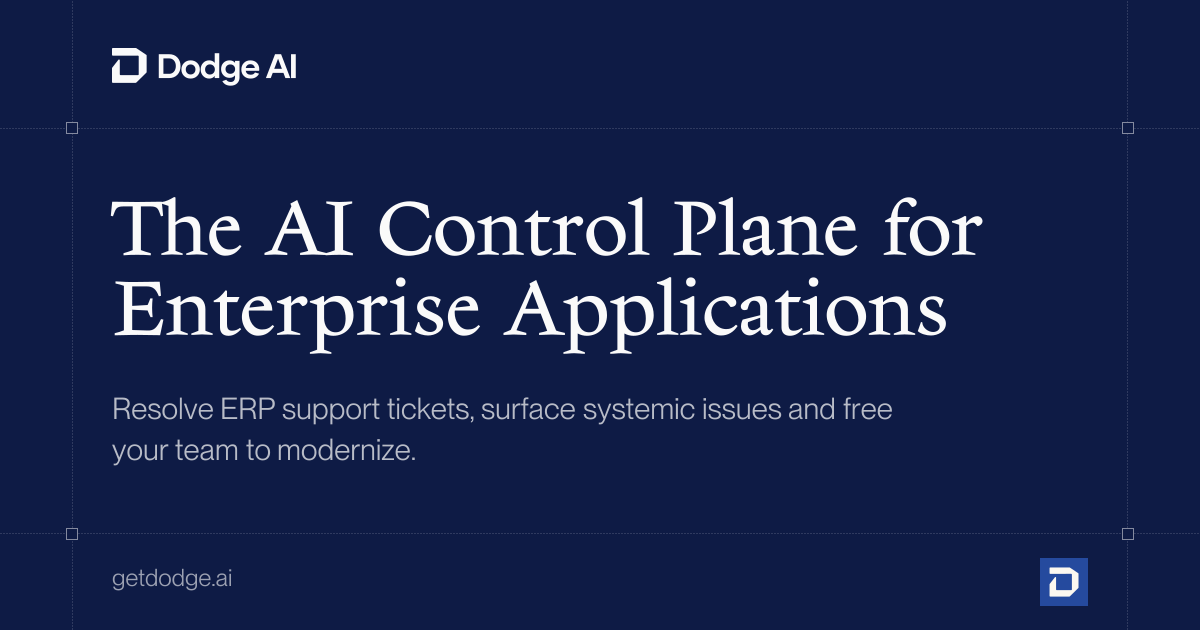 Dodge AI official product artwork describing its enterprise application control plane
