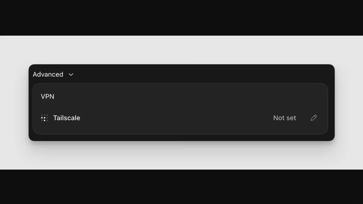 Codex Cloud VPN settings showing Tailscale as an available option